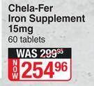 Chela-Fer Iron Supplement 15mg 60 Tablets