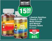Lifestyle Nutrition Vitamin C Or Multi Vitamin & Mineral Gummy Bears 60 Bears-Each
