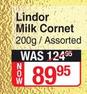 Lindt Lindor Milk Cornet Assorted-200g