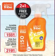 Island Tribe Kids Sun Protection Lotion Spray Light SPF50-300ml Each