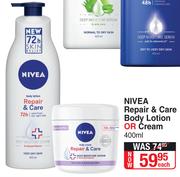 Nivea Repair & Care Body Lotion Or Cream-400ml Each