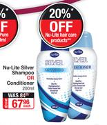 Nu-Lite Silver Shampoo Or Conditioner-200ml Each