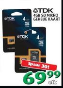 TDK 4GB SD Mikro Geheue Kaart-Elk