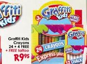 Graffiti Crayons 24 + 4 Free + Free Tattoo