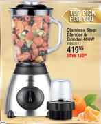 Sunbeam Stainless Steel Blender & Grinder 400W 390551