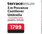 Terrace Leisure 3m Provence Cantilever Umbrella 349374, 317433