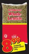 Ritebrand Whole Lentils-500g