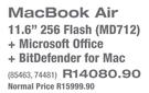 Apple MacBook Air 11.6" 256 Flash(MD712)+ Microsoft Office+ BitDefender For Mac