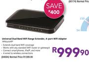 Universal Dual Band WiFi Range Extender, 4-Port WiFi Adapter WN2500RP