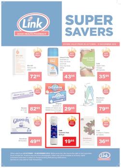Link Pharmacy : Super Savers (29 Oct - 10 Nov 2019), page 1