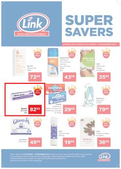 Link Pharmacy : Super Savers (29 Oct - 10 Nov 2019), page 1