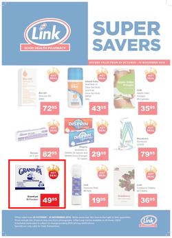 Link Pharmacy : Super Savers (29 Oct - 10 Nov 2019), page 1