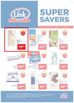 Link Pharmacy : Super Savers (29 Oct - 10 Nov 2019), page 1