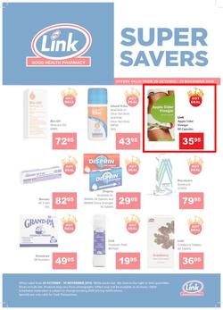 Link Pharmacy : Super Savers (29 Oct - 10 Nov 2019), page 1