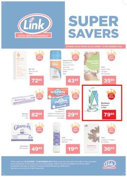 Link Pharmacy : Super Savers (29 Oct - 10 Nov 2019), page 1
