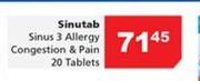 Sinutab Sinus 3 Allergy Congestion & Pain 20 Tablets