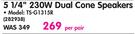Pioneer 5 1/4" 230W Dual Cone Speakers TS-G1315R-Per Pair