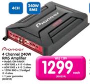 Pioneer 4 Channel 240W RMS Amplifier GM-A4604