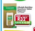 Lifestyle Nutrition Sweetener Tablet Dispenser-300 Tablets