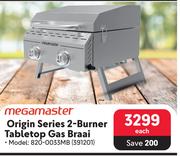 Megamaster Origin Series 2-Burner Tabletop Gas Braai 820-0033MB