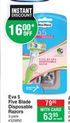Max Shave Eva 5 Five Blade Disposable Razors 3 Pack-Per Pack
