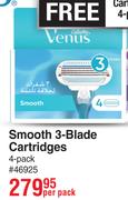 Gillette Smooth 3 Blade Cartridges 4 Pack-Per Pack