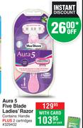 Max Shave Aura 5 Five Blade Ladies Razor-Per Pack