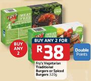 Fry's Vegetarian Traditional Burgers Or Spiced Burgers-2x320g