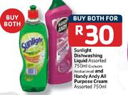 Sunlight Diswashing Liquid Assorted 750ml And Handy Andy All Purpose Cream Assorted-750ml