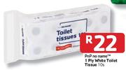 PnP 1 Ply White Toilet Tissue-10s