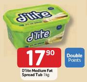 D'Lite Medium Fat Spread Tub-1kg