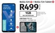 Nokia X20 5G + Nokia T20 Tablet 4G-On 1GB Red Core More Data + On 2GB Data