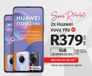 2 x Huawei Nova Y9a 4G-On 1GB Red Core More Data Top Up + On Red Flexi 65
