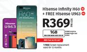 Hisense Infinity H60 5G + Free Hisense U963 4G-On 1GB Red Core More Data Top Up + On Red Flexi 65