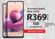 2 x Xiaomi Redmi Note 10S 4G-On 1GB Red Core More Data + On Red Flexi 65