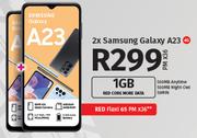 2 x Samsung Galaxy A23-On 1GB Red Core More Data + On Red Flexi 65