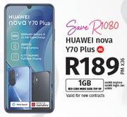 Huawei Nova Y70 Plus 4G Smartphone-On 1GB Red Core More Data Top Up