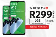 2 x Oppo A16 4G-On 2GB Red Core More Data + On Red Flexi 70