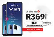 2 x Vivo Y21 4G-On 1GB Red Core More Data Top Up + On Red Flexi 70