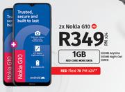 2 x Nokia G10 4G-On 1GB Red Core More Data + On Red Flexi 70