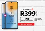 2 x Honor X7 5G-On 1GB Red Core More Data Top Up + On Red Flexi 70