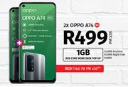 2 x Oppo A74 5G-On 1GB Red Core More Data Top Up + On Red Flexi 70
