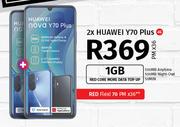 2 x Huawei Y70 Plus 4G-On 1GB Red Core More Data Top Up + On Red Flexi 70
