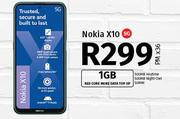 Nokia X10 5G-On 1GB Red Core More Data Top Up