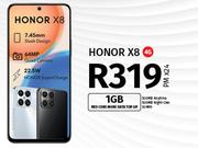 Honor X8 4G-On 1GB Red Core More Data Top Up