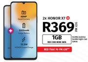2 x Honor X7 4G-On 1GB Red Core More Data + On Red Flexi 70