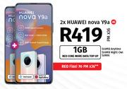 2 x Huawei Nova Y9a 4G-On 1GB Red Core More Data Top Up + On Red Flexi 70