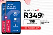 2 x Nokia G10 4G-On 1GB Red Core More Data + On Red Flexi 70