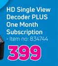 DSTV Hd Single View Decoder Plus One Month Subscription