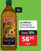 LA Familia Sunflower & Olive Oil Blend-1Ltr Each